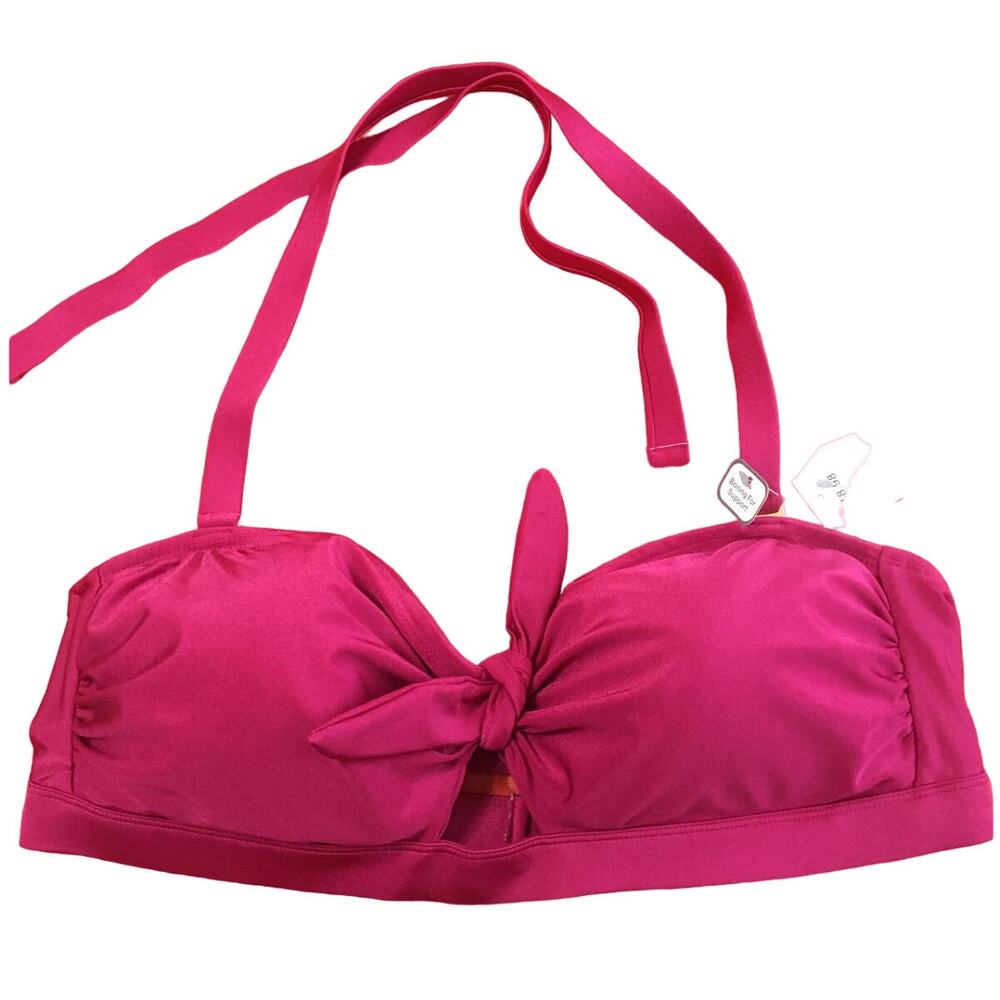 Time And Tru NWT Cute Adjustable Back & Straps Pink Bikini Top Size 2X, 20W-22W